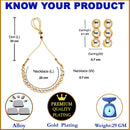 Gold-Plated White Kundan Studded Necklace with Earrings Jewellery Set