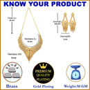 Gold-Plated Handcrafted Intricate Textured Necklace and Earrings Jewellery Set