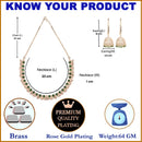 Rose Gold-Plated White & Green American Diamond Studded Jewellery Set