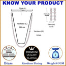 Rhodium-Plated Silver Toned Leaf Pink American Diamond Studded Long Necklace with Drop Earrings Jewellery Set