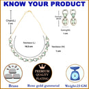 Rose Gold-Plated Gunmetal Toned Sea Green American Diamond Studded Disc-Shaped Necklace & Earrings Jewellery Set