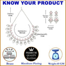 Rhodium-Plated Pink American Diamond Studded Tempted Necklace & Earrings Jewellery Set