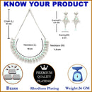 Rhodium-Plated with Silver-Toned Sea Green and White American Diamond Studded Embellish Statement Jewellery Set