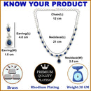 Silver Plated Brass AD Teardrop Halo Necklace & Earrings set