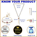 Gold-Plated Red Stone Asscher Shaped American Diamond Jewellery Set Combo