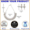 Rhodium-Plated with Silver-Toned Pink and White American Diamond Studded Embellish Statement Jewellery Set