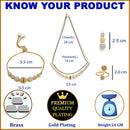 Gold-Plated & White CZ Stone-Studded Jewellery Set Combo