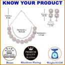 Rhodium-Plated Pink Cubic Zirconia Studded Necklace with Earrings Jewellery Set