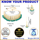 Teal Blue Gold-Plated Kundan Studded Jewelry Set