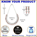 Rhodium-Plated with Silver-Toned Pink American Diamond Studded Jewellery Set