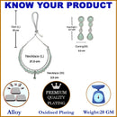 Oxidised Silver-Plated Lime Green Round American Diamond Studded Necklace with Earring Jewellery Set