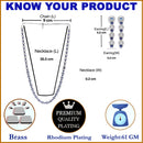 Rhodium-Plated Silver Toned Oval Navy Blue American Diamond Long Necklace with Earrings Jewellery Set