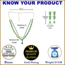 Gold-Plated Leaf Design Green American Diamond-Studded Jewellery Set