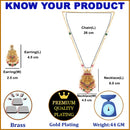 Gold Plated South Indian Temple Jewelry Lakshmi Pendant Necklace Set with Earrings Jewellery Set For Women & Girls (Long Haram Style Temple Pendant)
