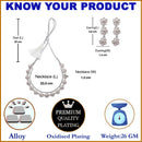 Oxidised Silver-Plated Flower Shaped Pink American Diamond Studded Necklace Earrings Jewellery Set