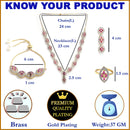 Gold-Plated Red & White American Diamond Studded Jewellery Set Combo