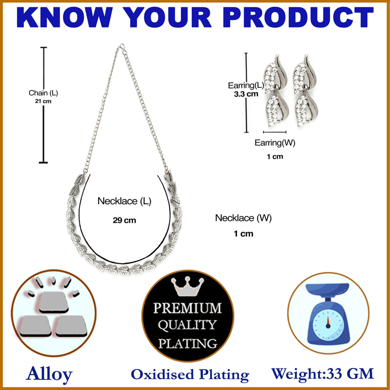 Rhodium-Plated with Oxidised Silver-Tone Studded Jewellery Set