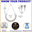 Rose Gold-Plated Rose Black and White American Diamond Studded Jewellery Set