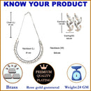 Rose Gold-Plated Leaf Design Rose Black and White American Diamond Studded Jewellery Set