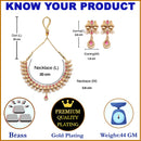 Gold-Plated Red Artificial Stone Studded Antique Necklace with Earrings Jewellery Set