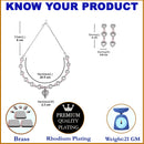 Rhodium-Plated Pink American Diamond Studded Heart Design Necklace & Earrings Jewellery Set
