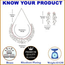 Rhodium-Plated Pink American Diamond Studded Eccentric Design Necklace & Earrings Jewellery Set