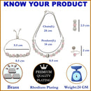 Rhodium-Plated Silver Toned Pink & White American Diamond studded Round Shaped Jewellery Set