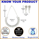 Rhodium-Plated with Silver-Toned White American Diamond Studded Jewellery Set