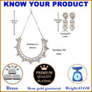 Rose Gold-Plated Circular and Leaf Design Rose Black American Diamond Studded Jewellery Set