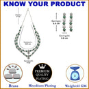 Rhodium-Plated Green American Diamond Studded Star Shaped Layered Necklace & Earrings Jewellery Set
