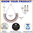 Rhodium-Plated with Silver-Toned Red American Diamond Studded Jewellery Set