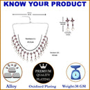 Rhodium-Plated with Oxidised Silver-Tone Red & White Kundan-Studded & Beaded Jewellery Set