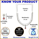 Rhodium Plated Silver-Tone Floral Designer American Diamond Necklace Set