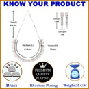 Rhodium-Plated with Silver-Tone Pink American Diamond-Studded Jewellery Set