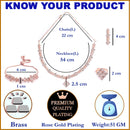 Square Shaped Rose Gold-Plated White American Diamond Studded Jewellery Set Combo