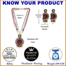 Oxidised Silver-Plated Red Stone Studded & Beaded Antique Matte God Krishna Jewellery Set