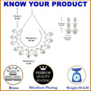 Rhodium-Plated Sea Green American Diamond Studded Outlandish Design Necklace & Earrings Jewellery Set