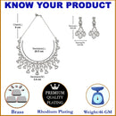 Rhodium-Plated Grey American Diamond Studded Quirky Design Necklace with Earrings Jewellery Set