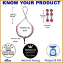 Oxidised Silver-Plated Red American Diamond Studded Necklace with Earrings Jewellery Set