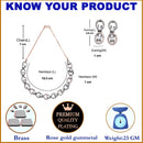 Rose Gold-Plated Gunmetal Toned White American Diamond Studded Disc-Shaped Necklace & Earrings Jewellery Set