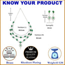 Rhodium-Plated Green American Diamond Studded Abstract Necklace & Earrings Jewellery Set