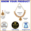 Gold Plated South Indian Temple Jewelry Lakshmi Pendant Necklace Set with Earrings Jewellery Set For Women & Girls (Lakshmi Green Stone Temple Set)