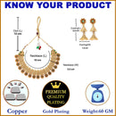 Gold-Plated Floral Design Green Artificial Stones Studded and Beads Beaded Jewellery Set