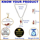 Red 18K Gold-Plated Cubic Zirconia Studded Handcrafted Jewellery Set Combo