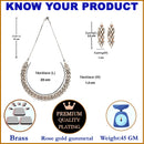 Rose Gold-Plated Rose Black American Diamond Studded Jewellery Set