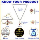 Flower and Leaf Shape Gold-Plated White & Pink Cubic Zirconia Stone-Studded Pendant Jewellery Set Combo