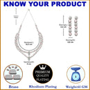 Rhodium-Plated Pink American Diamond Studded Star Shaped Layered Necklace & Earrings Jewellery Set