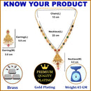 Gold Plated South Indian Temple Jewelry Lakshmi Pendant Necklace Set with Earrings Jewellery Set For Women & Girls (Navratna Style Colorful Stone Necklace)