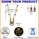 Meenakari Peacock Design Pendant with Multi-Strand Long Gold-Plated White Red Blue and Green Artificial Stones & Beads Studded Jewellery Set