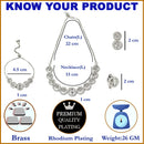 Rhodium-Plated Silver Toned White American Diamond studded Circular Shaped Jewellery Set